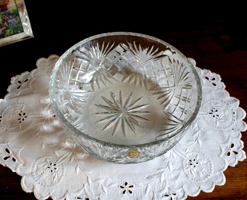 Cut Lead Crystal Bowl: Vintage Sparkling Glass Centerpiece | Etsy (US)