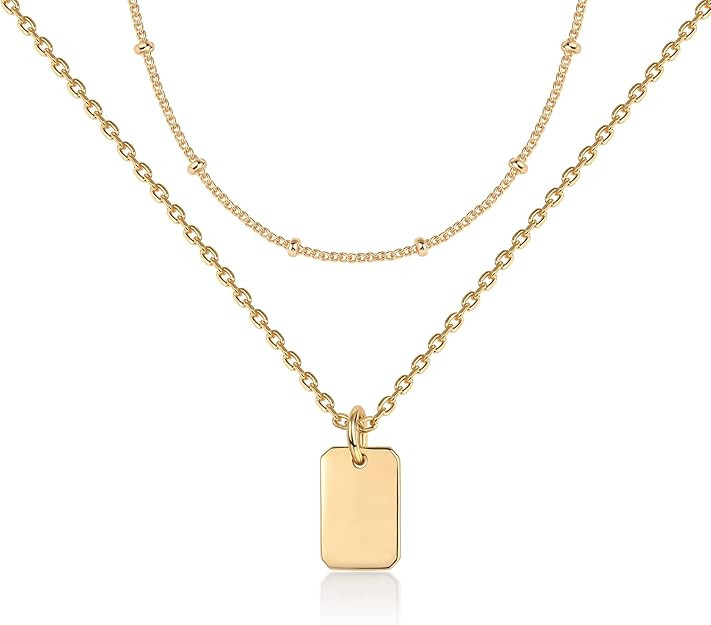 PAVOI 14K Gold Plated Layering Necklaces | Stylish Minimalist Design Pendant Necklaces | Bar, Lot... | Amazon (US)
