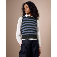 Brora The Wool Donegal Stripe Tank Storm & fern | Brora