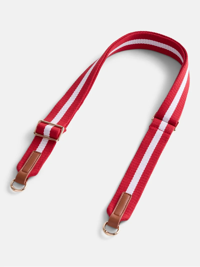 No Boundaries Women\u2019s Game Day Webbed Bag Straps, Red & White | Walmart (US)
