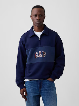 Oversized Gap Logo Quarter-Zip Sweatshirt | Gap Factory