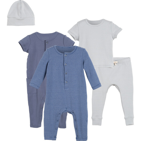 5 Piece Baby Set, Blue Multi | Maisonette