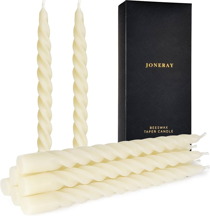 10 inch Beeswax Taper Candles Set of 8, Spiral Bees Wax Tapered Candle - 7 Hours Long Burning, Dr... | Amazon (US)