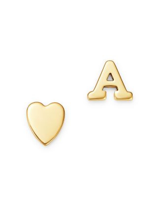 14K Yellow Gold Heart & Initial Stud Earrings | Bloomingdale's (US)