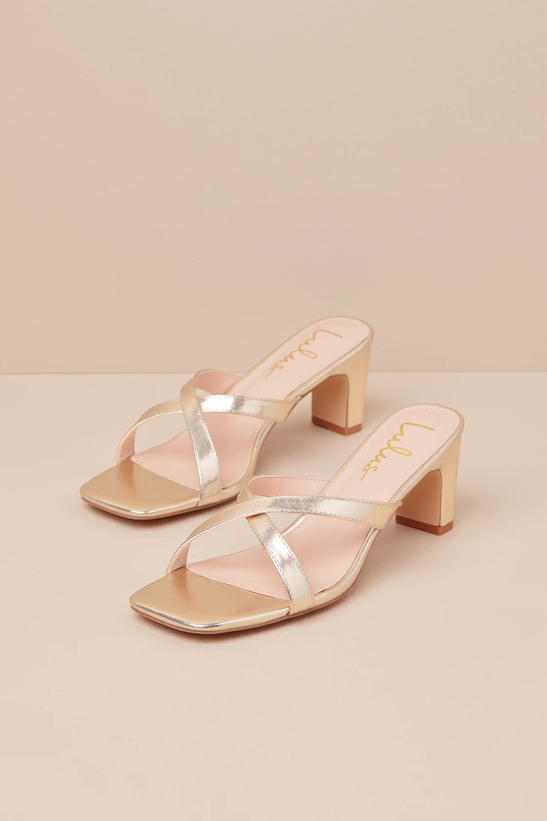 Salmma Gold Low Heel Slide Sandals | Lulus