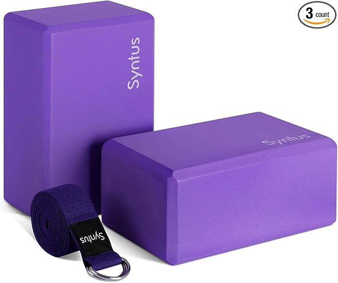 Syntus Yoga Block and Yoga Strap Set, 2 EVA Foam Soft Non-Slip Yoga Blocks 9×6×4 inches, 8FT Me... | Amazon (US)