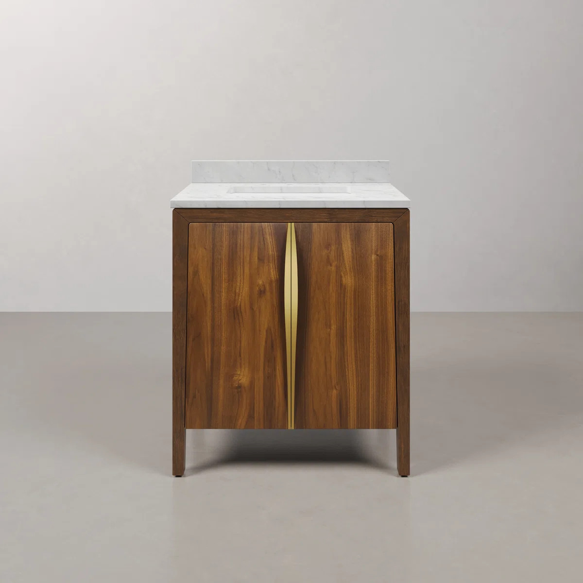 Loon Peak® Klemenc 30 in. Single Sink Carrara White Marble Bath Vanity in Noir Juglans with Sati... | Wayfair North America