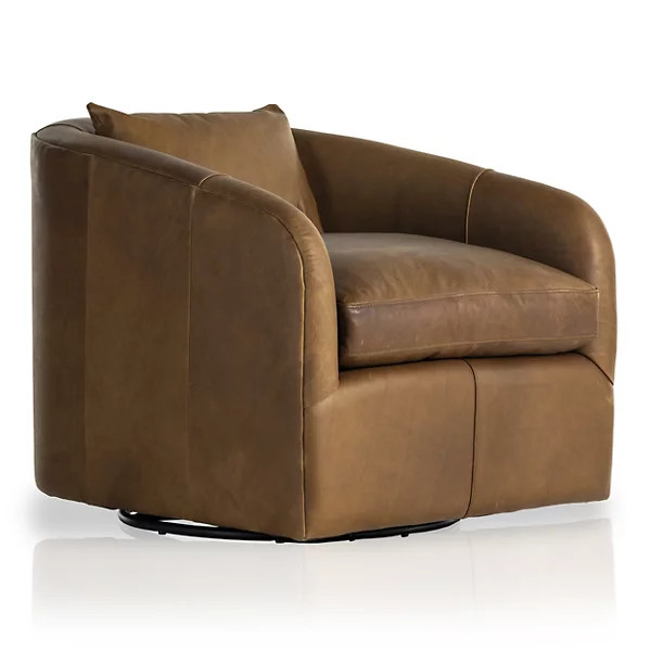 Topanga Leather Swivel Chair | Lumens