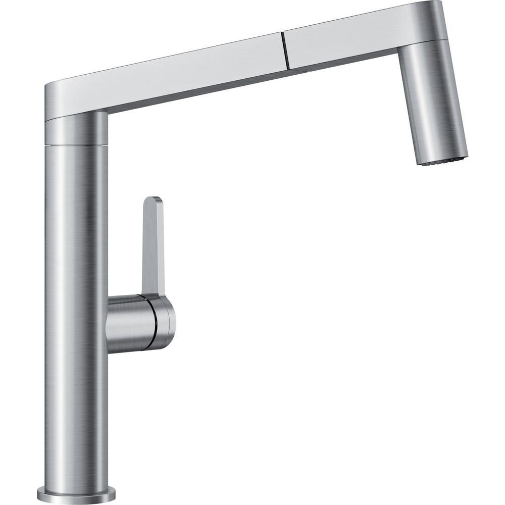 Blanco Panera Single-Handle Pull-Out Sprayer Kitchen Faucet in Stainless | The Home Depot