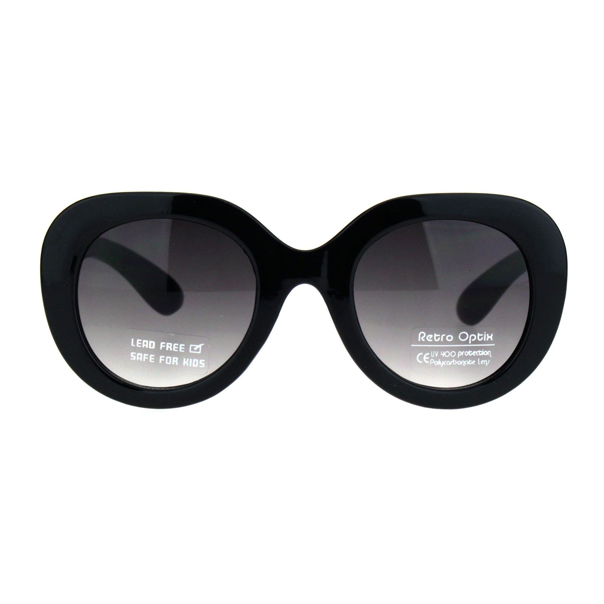 Girls Child Size Thick Plastic Round Butterfly Designer Sunglasses Black Smoke | Walmart (US)