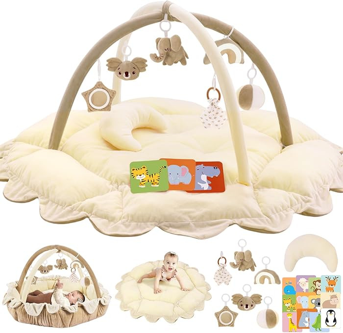 5-in-1 Plush Baby Play Gym, Tummy time mat, Play Mat, Baby Gym, Activity Mat with Convertible Gym... | Amazon (US)