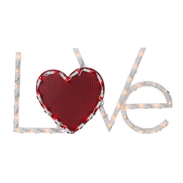 Northlight 17" Lighted White and Red "LoVe" with Heart Valentine's Day Window Silhouette Decorati... | Target