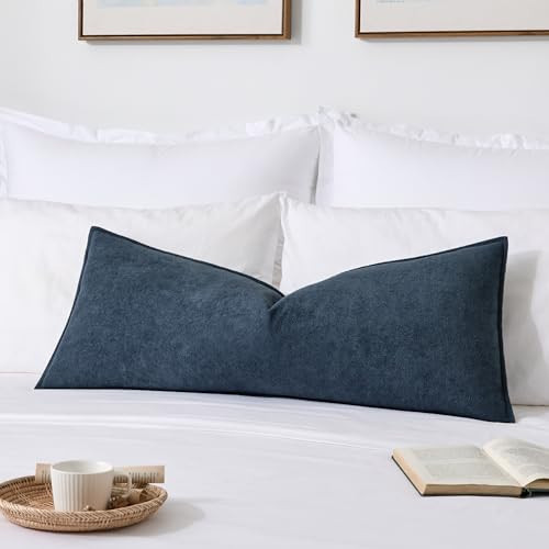 Kevin Textile 14x36 Inch Long Lumbar Cover 1 Pack Soft Boucle Textured Decorative Waterproof Rectangle Cushion Elegant Accent Pillows for Couch Sofa Chair Bed Home Decor Indoor Outdoor Dusty Blue | Amazon (US)