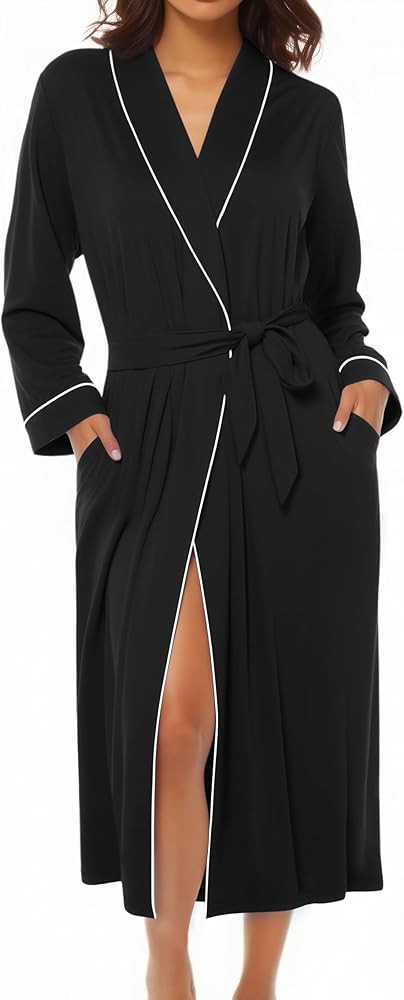 Ekouaer Kimono Robes for Women Long Lightweight Knit Bathrobe Shawl Soft Sleepwear Casual Ladies ... | Amazon (US)