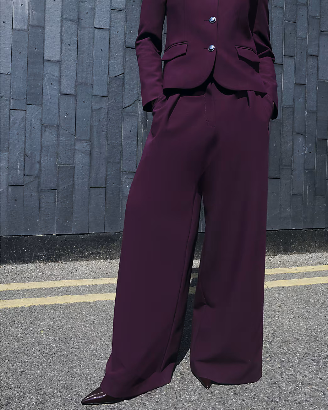 Red premium high waisted wide leg trousers | River Island UK & IE