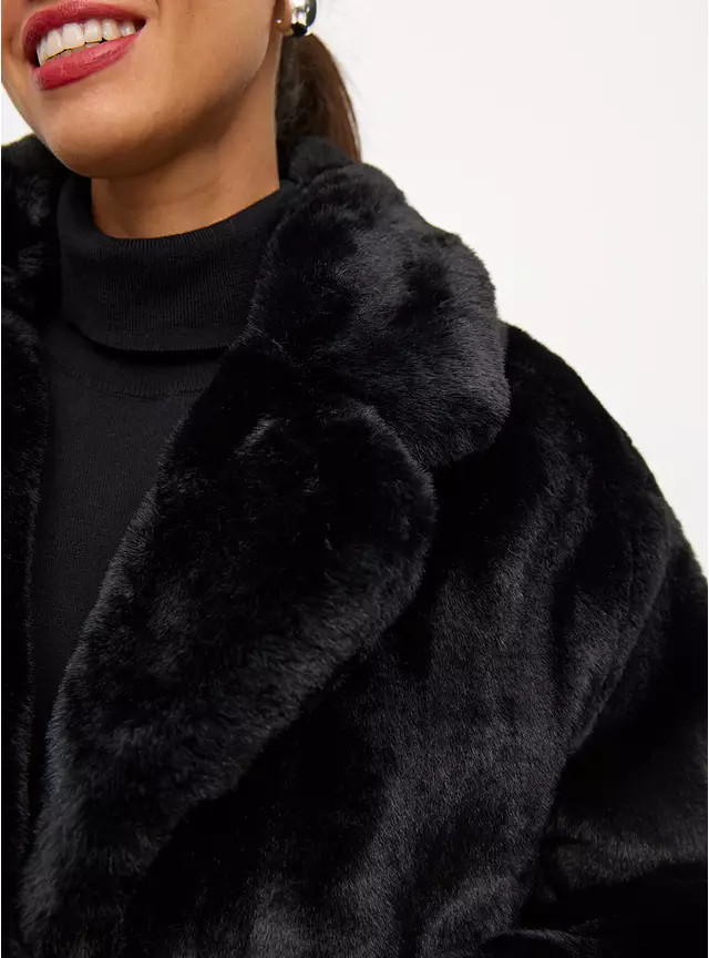 Buy Black Tailored Longline Faux Fur Coat XL | Coats | Tu | Tu Clothing