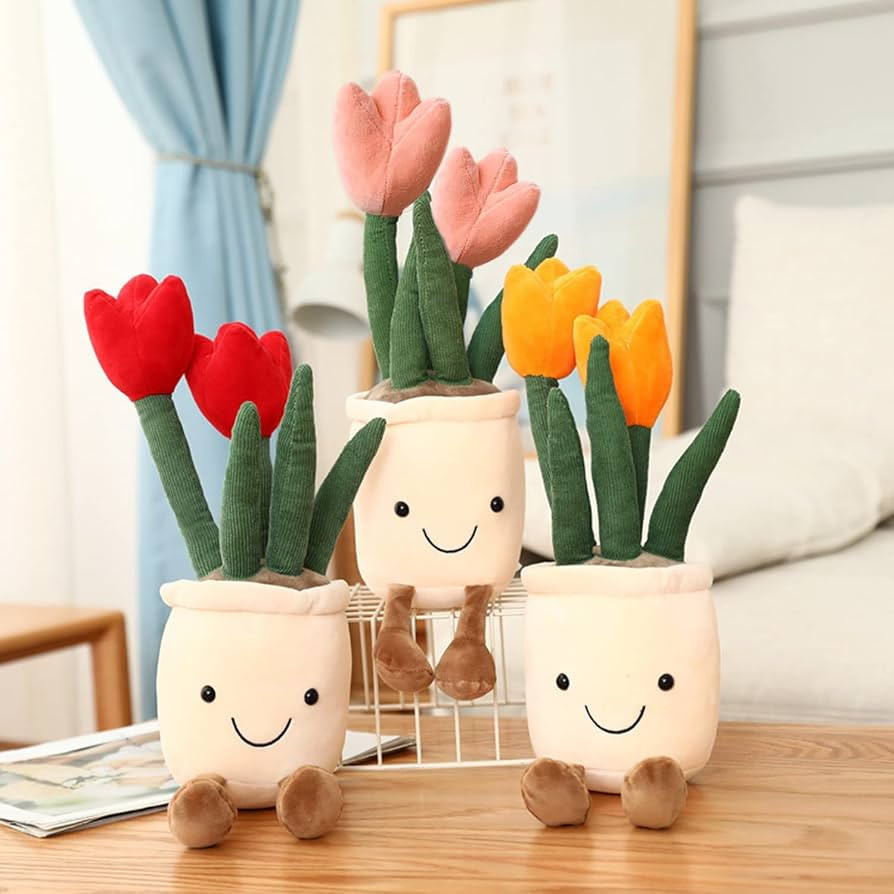 3pcs Tulip Plush Toy, Stuffed Flower Pot Throw Plushie Doll, Soft Plush Toys Indoor Decoration Fe... | Amazon (US)
