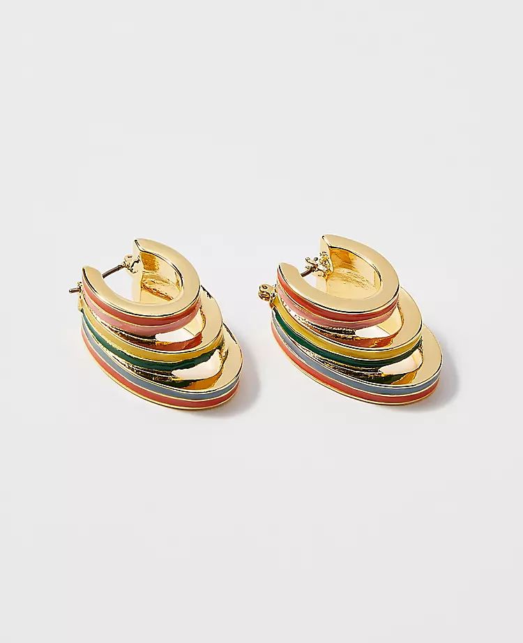 Rainbow Enamel Hoop Earrings | Ann Taylor | Ann Taylor (US)
