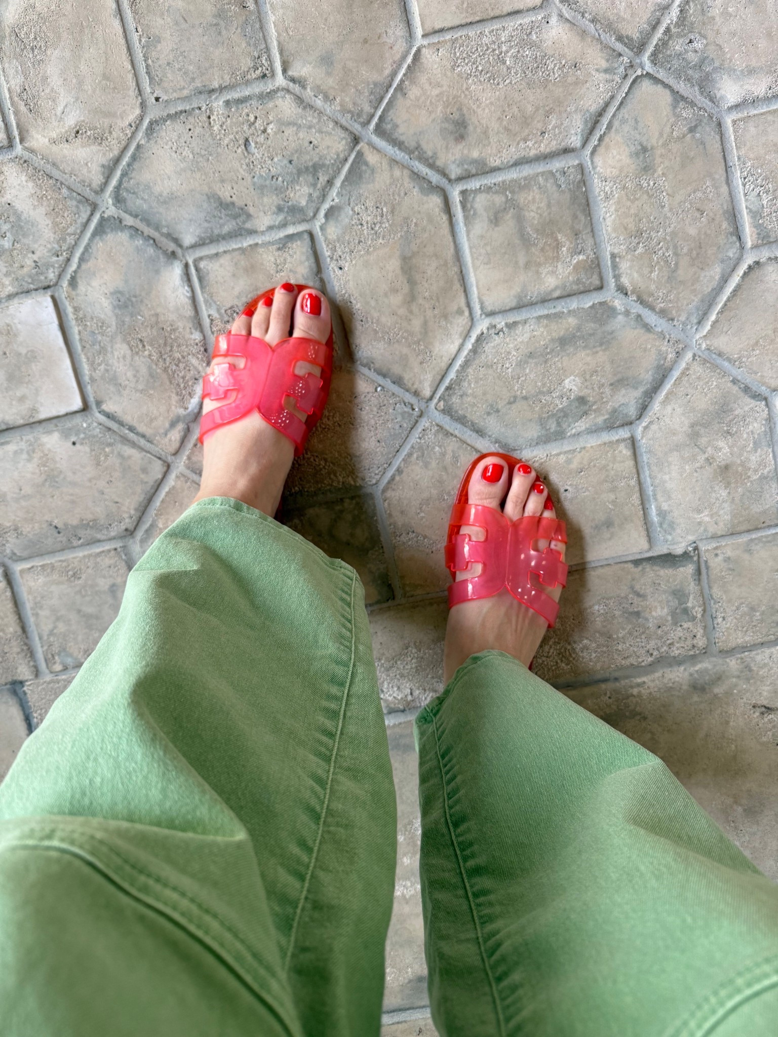 Jelly sandals for $60