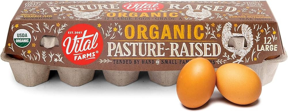 Vital Farms Organic Pasture Raised Eggs Large Brown, 12 Count | Amazon (US)