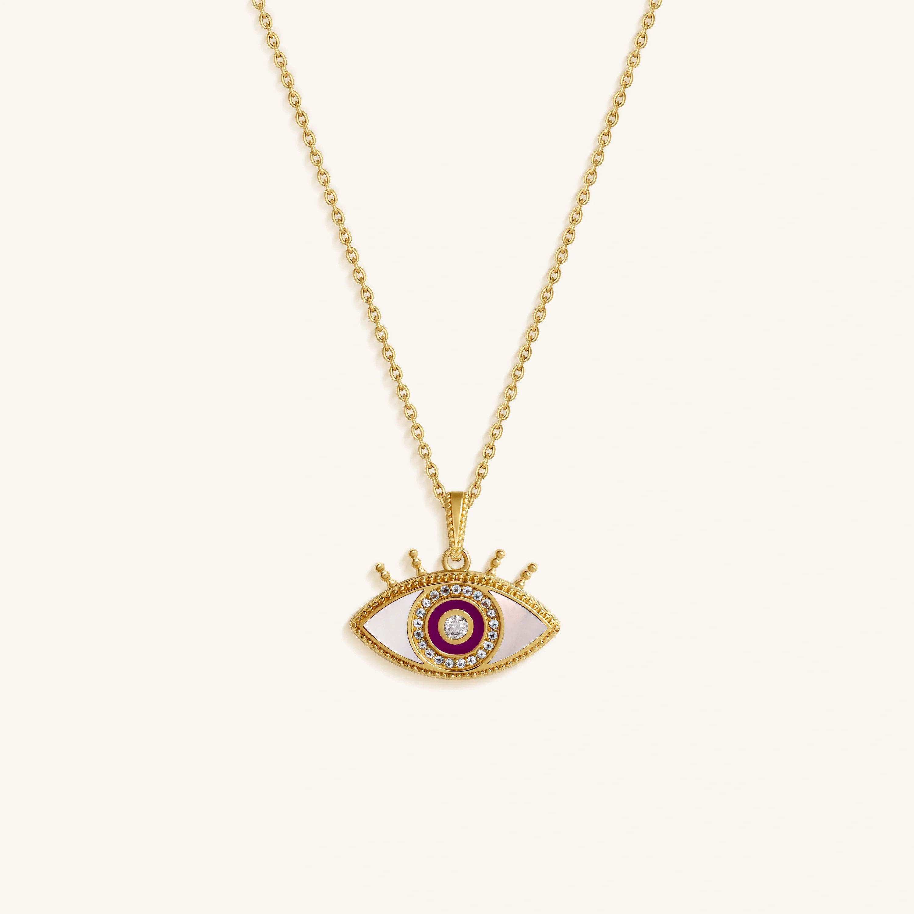 Radiant Gaze Evil Eye Aquamarine Necklace | Karma and Luck | Karma and Luck