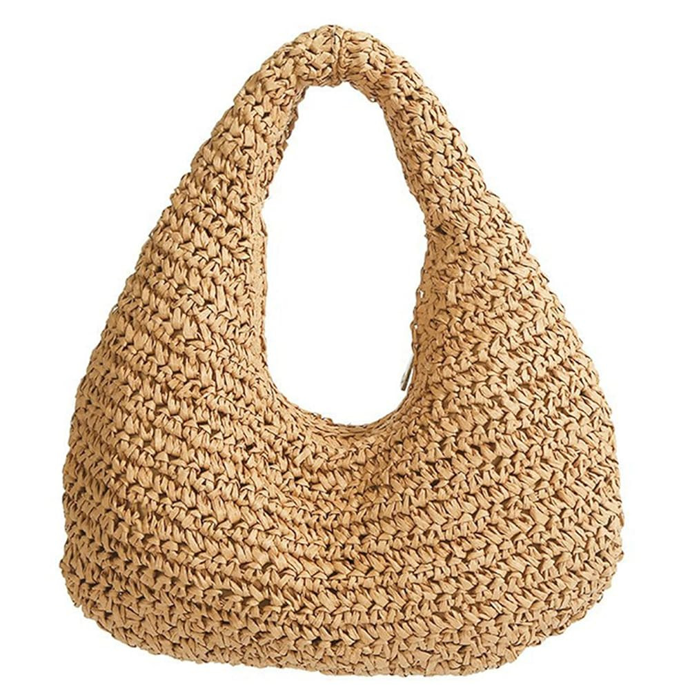 Crescent Straw Shoulder Handbag for Women Summer Beach Tote Raffia Woven Purse Hobo Underarm Bag ... | Amazon (US)