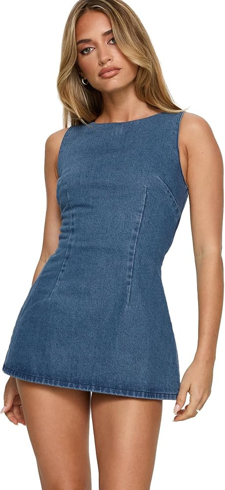 Princess Polly Womens Ainsleigh Shift Denim Playsuit | Amazon (US)