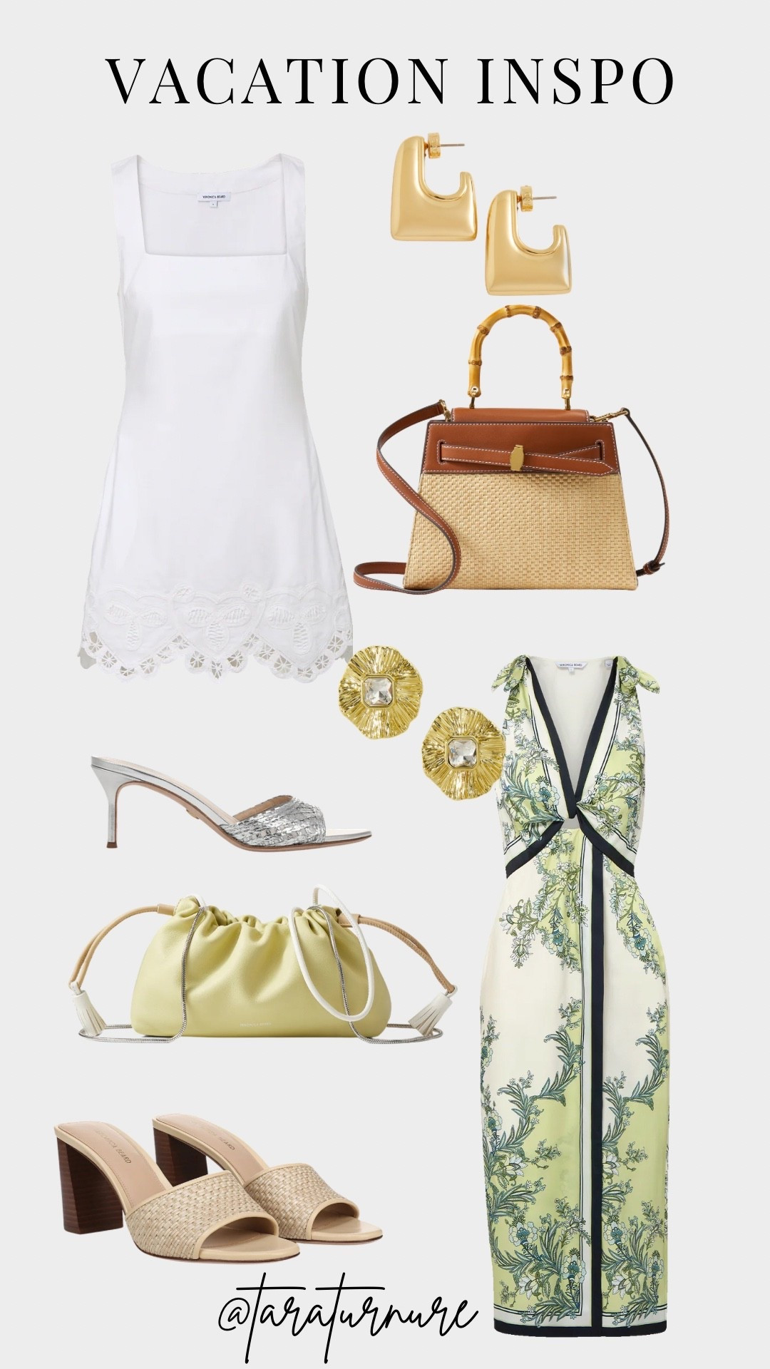 Vacation Inspo, resort wear, raffia heels, straw bag, gold earrings, lace trim dress, multi dress, stash bag

#LTKTravel #LTKSeasonal