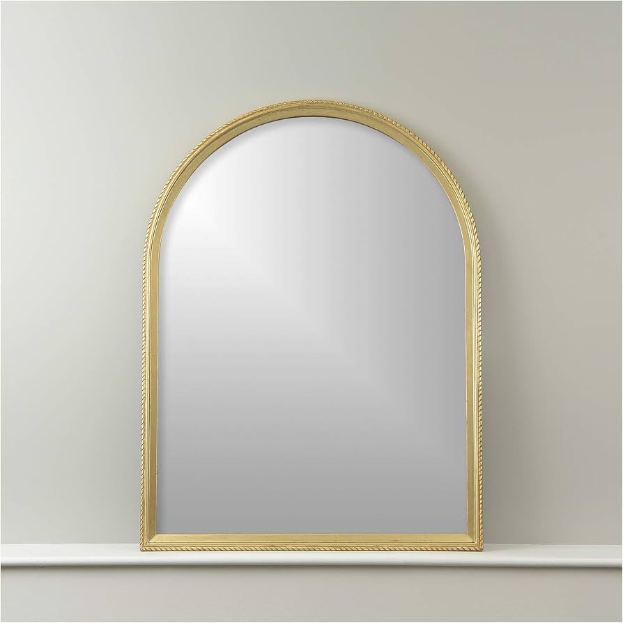 Best Home Fashion Arch Mirror with Notched Frame - Gold Finish Wood Frame -Wall Hanging - 40” L... | Amazon (US)