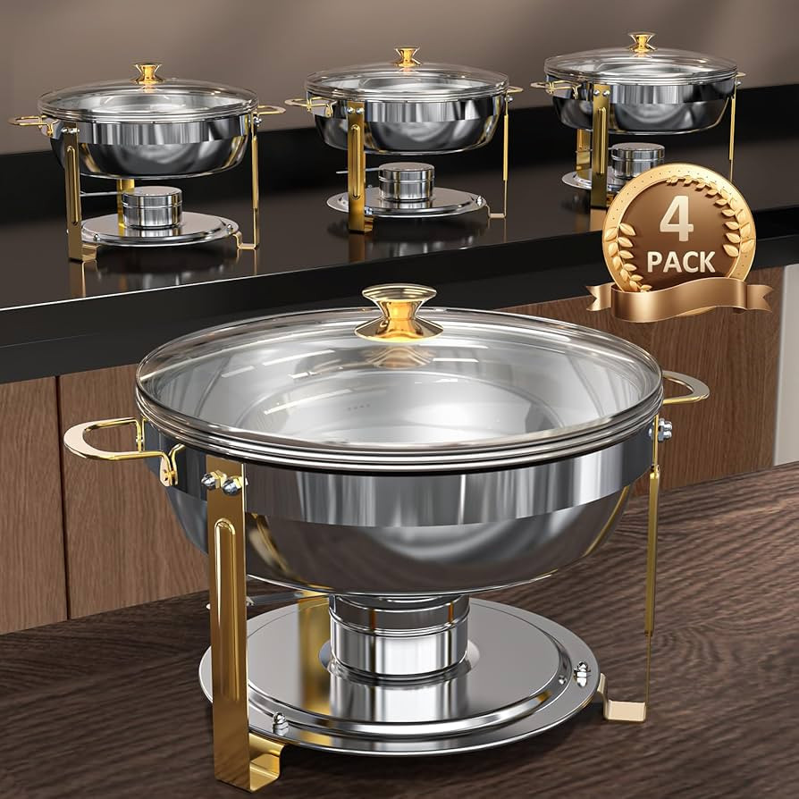 5 Qt Chafing Dishes for Buffet with Glass Lid and Holder, Stainless Steel Chafing Dish Buffet Set... | Amazon (US)