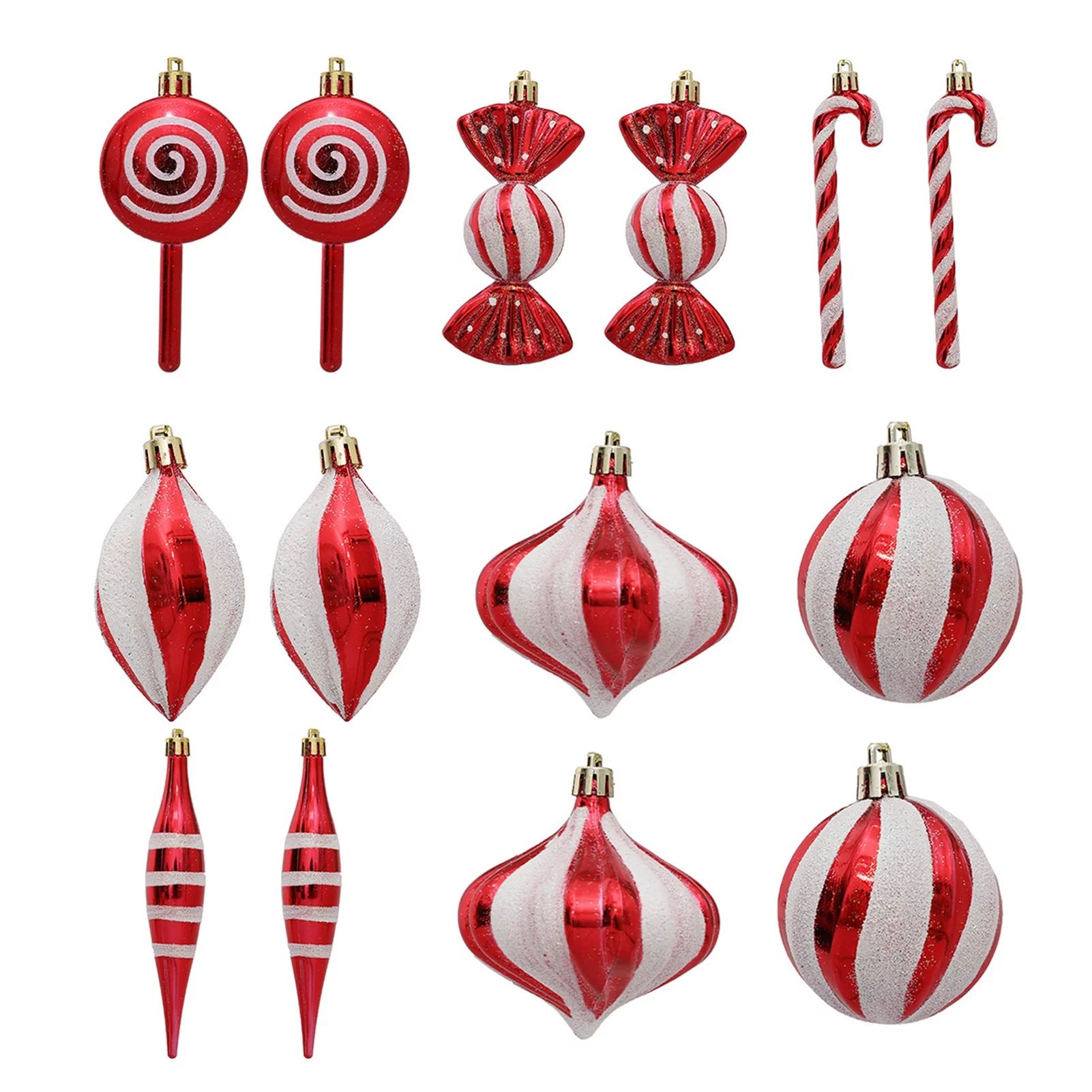 kiskick Set of 14 Christmas Candy Cane Pendants with Lanyard – Realistic, Sparkling, Bright Col... | Walmart (US)