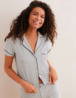Aerie Piping Pajama Shirt | American Eagle Outfitters (US & CA)