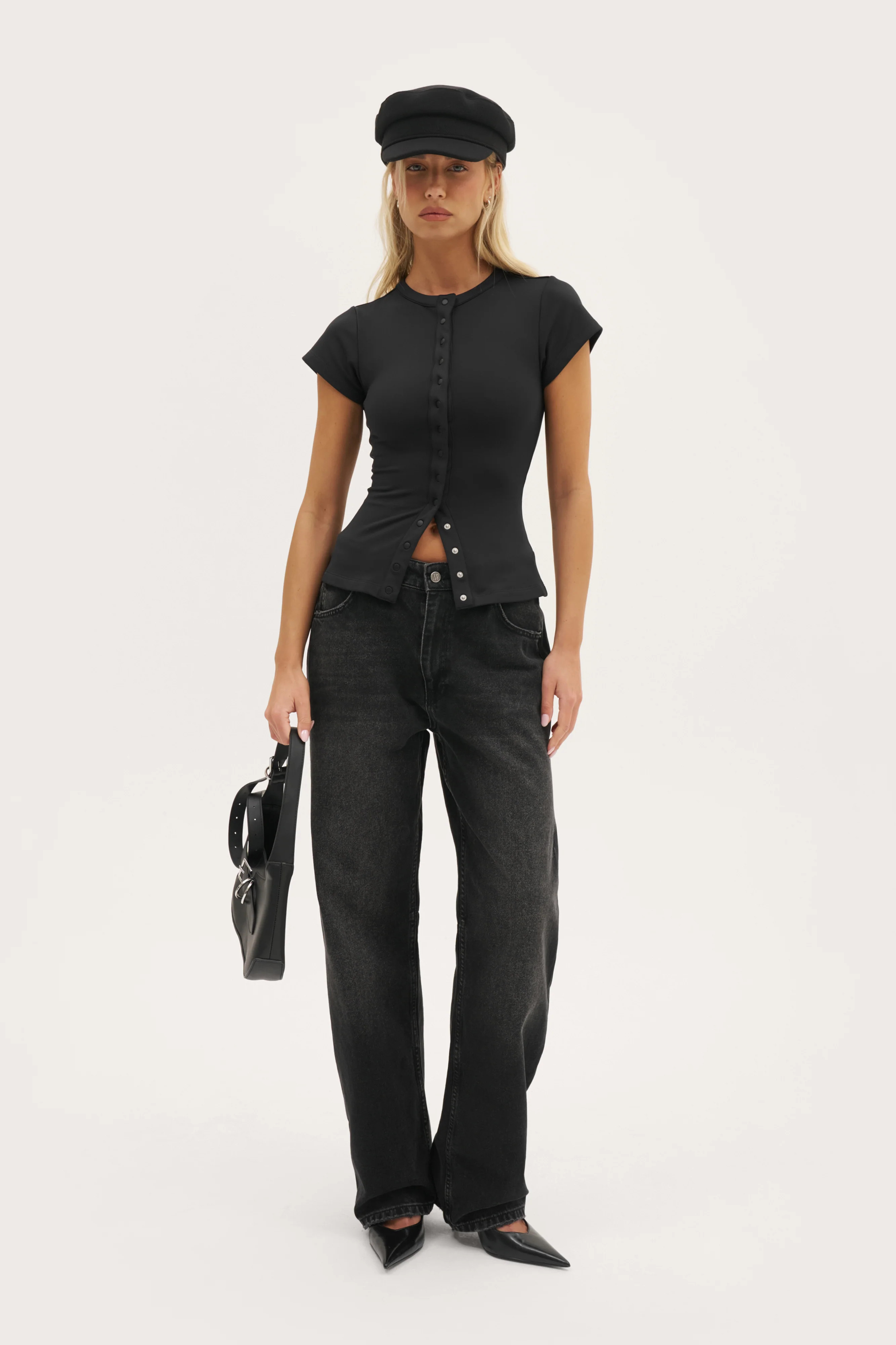 Contour Popper Tee - Black | Maebe UK