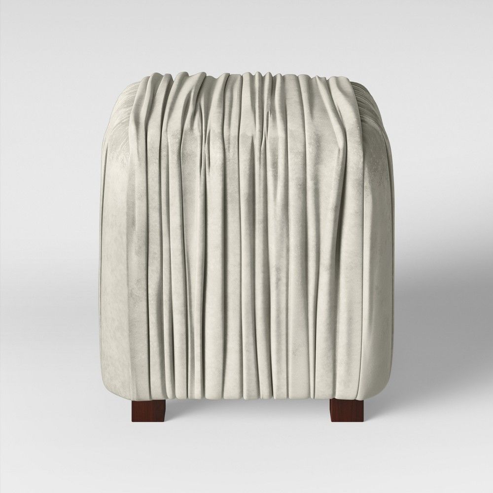 Hollyhock Ruched Ottoman Velvet Ivory - Opalhouse | Target