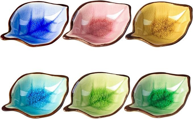 Colias Wing Colorful Leaf Shape Design Multipurpose Porcelain Side Dish Bowl Seasoning Dishes Soy... | Amazon (US)