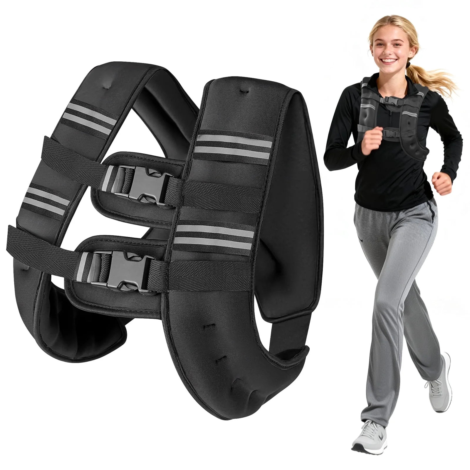 Weighted Vest 12 Lb Weight Vest for Woman Men Sport Weighted Vest with Reflective Stripe Adjustab... | Walmart (US)