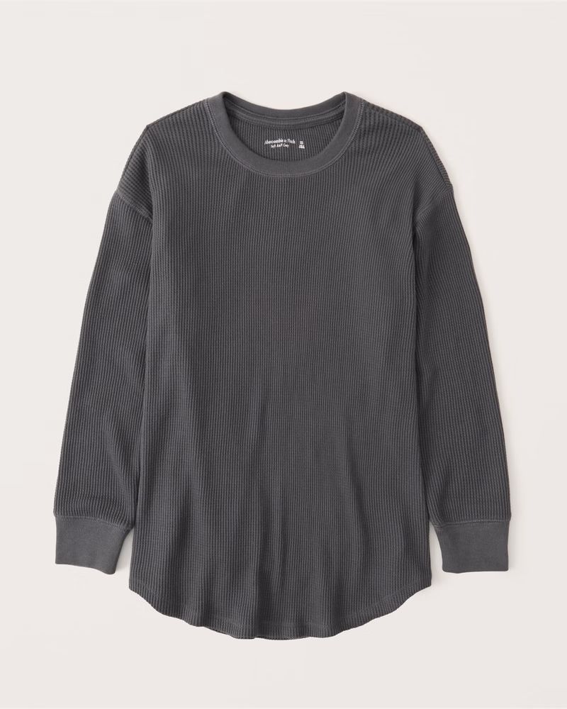 Long-Sleeve Waffle Crew Tee | Abercrombie & Fitch (US)