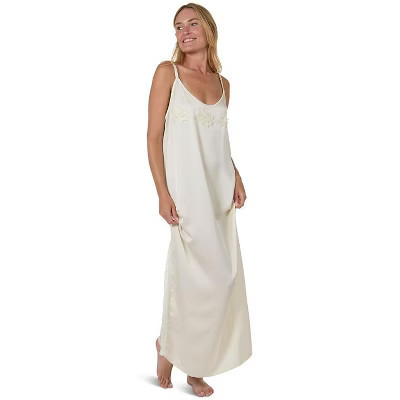 Memoi Women's Slip Dress with Lace Pearl S | Target