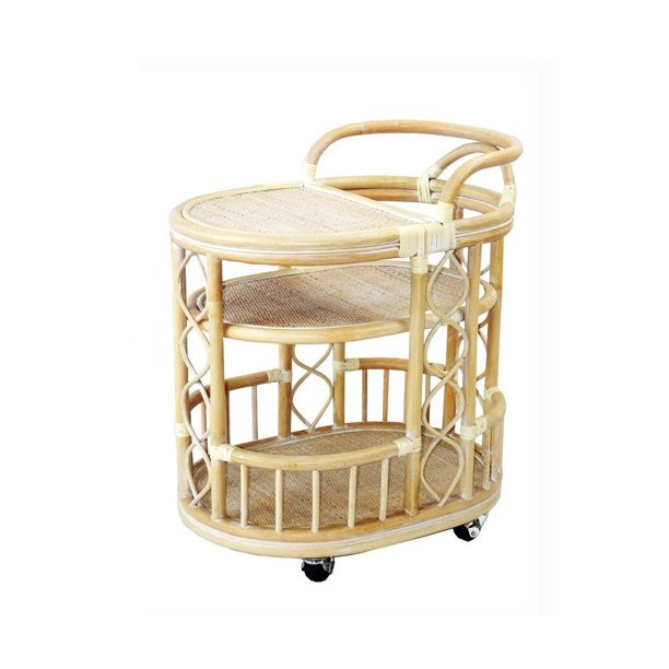 Trolly Moving Serving Cart Bar Table Natural Rattan Wicker ECO Handmade, White Wash | Walmart (US)