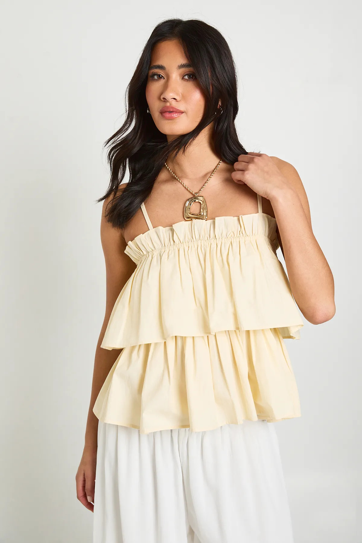 Lemon Ruffle Layered Cami Top | Boohoo | Boohoo.com (UK & IE)