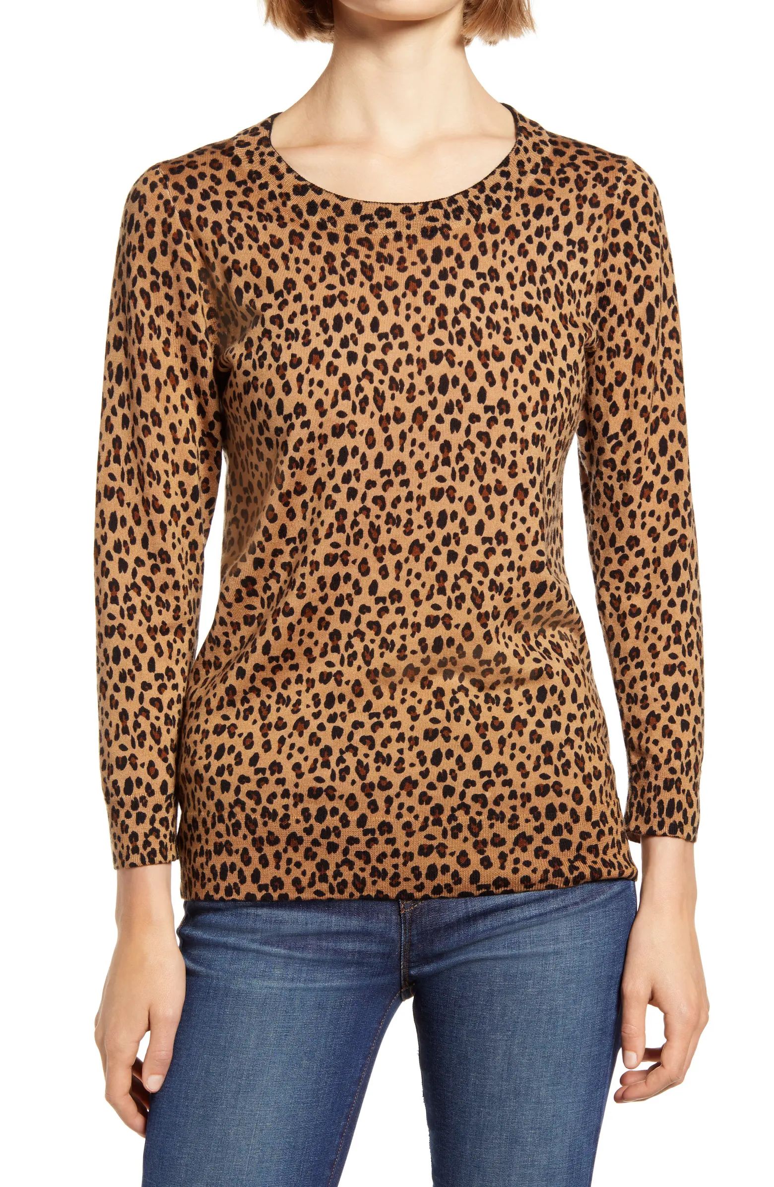 Leopard Print Merino Wool Sweater | Nordstrom