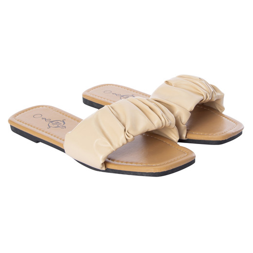 ladies tan pleated sandals | Five Below