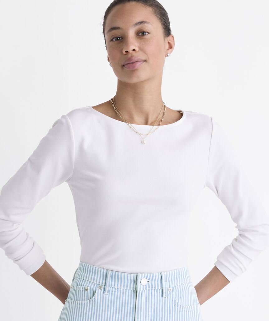 Deluxe Long Sleeve Boatneck Tee | vineyard vines