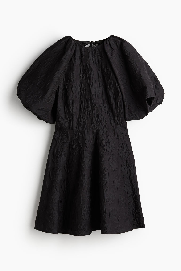 H & M - Jacquard-weave Tie-back Dress - Black | H&M (US + CA)