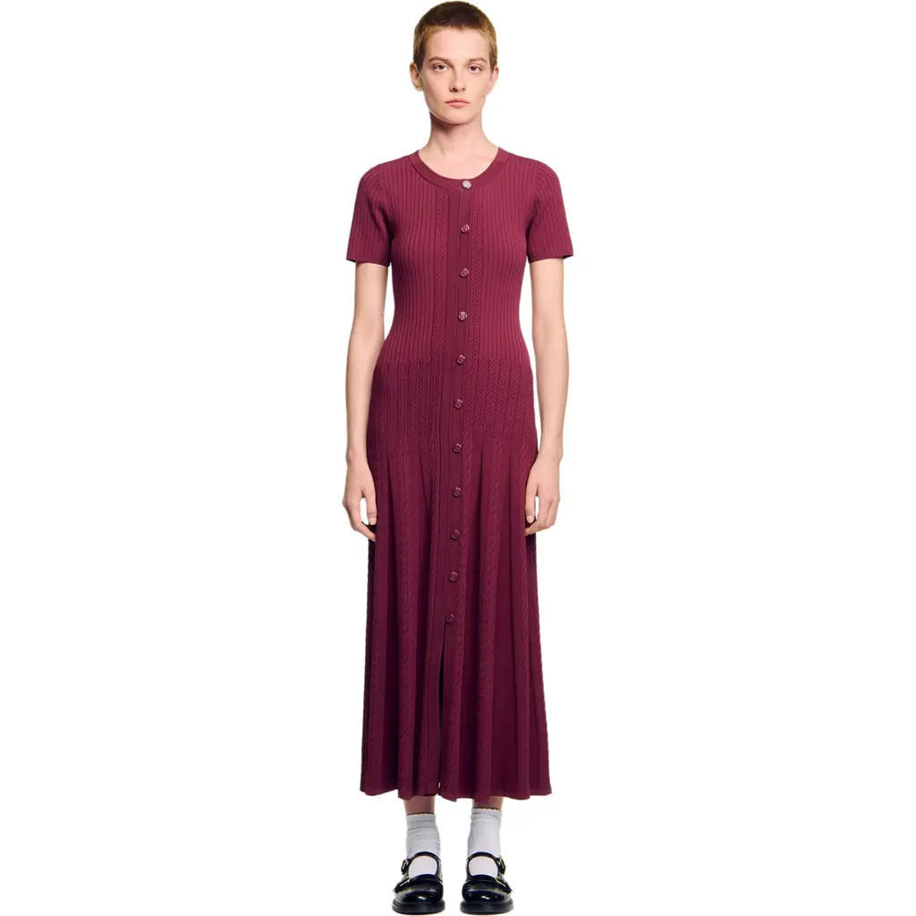 SANDRO Knit maxi dress in Bordeaux at Nordstrom, Size 34 Eu | Nordstrom