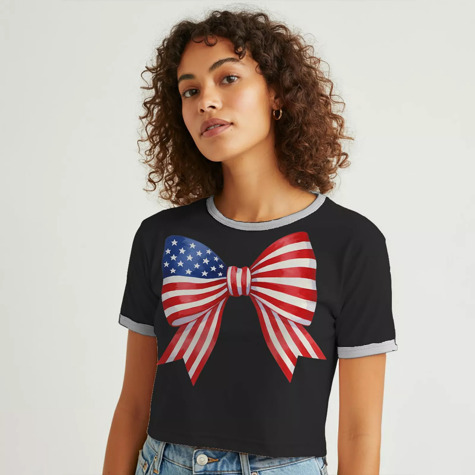 Juniors' Grayson Threads The Label American Bow Patriotic Graphic Tee, Girl's, Size: XXL, Black White | Kohl's