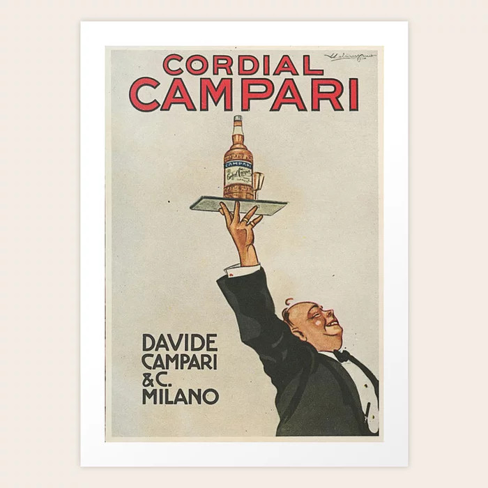 Vintage 1920 Cordial Campari Advertisement by Luigi Caldanzano Art Print | Society6