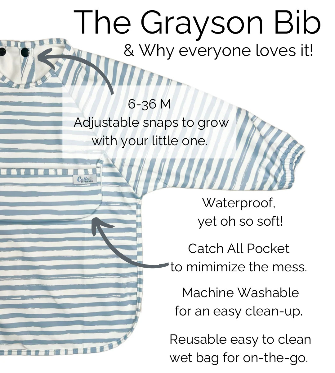 The Grayson Long Sleeve Bib - Strawberry Patch | Calla and Friends