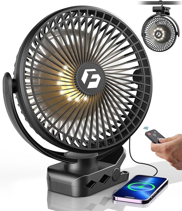 24000mAh Clip on Fan for Golf Cart - 8-inch Portable Rechargeable Fans - Max Up to 150Hrs Work Ti... | Amazon (US)