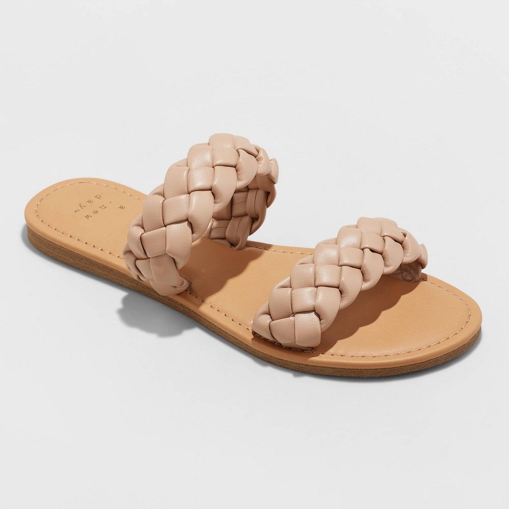 Women's Lucy Braided Slide Sandals - A New Day Tan 6 | Target